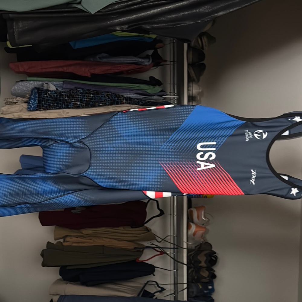 Team USA Zoot 2024 Blue Competitive Triathlon/Swim Tech Suit with Hydrodynamics